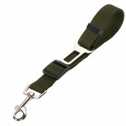 High Quality Durable Pet Cat Dog Vehicle Leash Nylon Adjustable Car Seat Dog Safety Belt Pet Leashes: Army Green