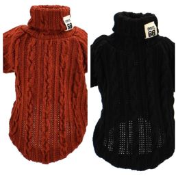 Dog Sweater Turtleneck : Orange and black-S