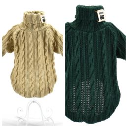 Dog Sweater Turtleneck : Beige and green-S