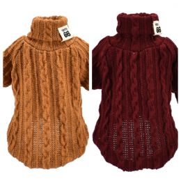Dog Sweater Turtleneck : Khaki and wine red-S