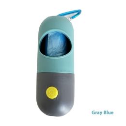 Led Light Pet Waste Bag Dispenser For Dogs Cats Dog Poop Scooper Bags Waste Bags Holder Dispensers Pet Clean Accessories: Blue Gray-No Garbage Bag