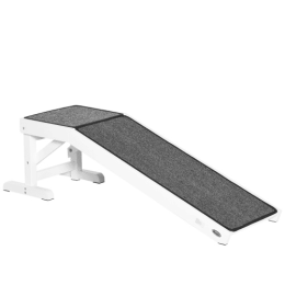 Ramp For Dog Bed, Pet Ramp For Dog With Non-slip Carpet And Top Platform-White