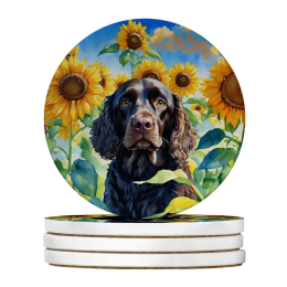 Silky Terrier Spring Path Large Sandstone Coasters( Pack Of 4 ) -Style3