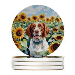 Silky Terrier Spring Path Large Sandstone Coasters( Pack Of 4 ) -Style2