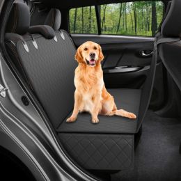 Dog Car Seat Cover View Mesh Pet Carrier Hammock Safety Protector Car Rear Back Seat Mat With Zipper And Pocket For Travel-Black