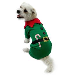 Shimmery Candy Cane Elf Bodysuit - L