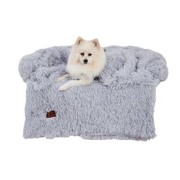 Dog Couch Bed Mat - Fluffy Plush Dog Sofa Bed  -Light Grey-43x41x17inch with 40x31inch