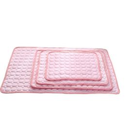 Pet Dog Cat Ice Silk Cold Nest Pad For Cooling In Summer-Pink-63x50cm