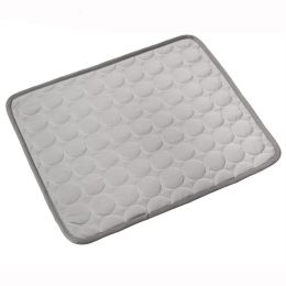 Pet Dog Cat Ice Silk Cold Nest Pad For Cooling In Summer-Gray-40x30cm