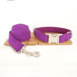 Solid dog collar bow accessories:Purple Aset-XS