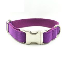 Solid dog collar bow accessories:Purple collar-XS