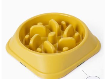 Pet Slow Feeding Bowl Dog Bowl Anti-choke Anti-skid: Conventional-02 Style Yellow