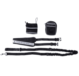 Adjustable Hands-Free Dog Leash- Black- 1set