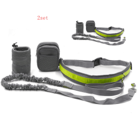 Adjustable Hands-Free Dog Leash- Gray-2 sets