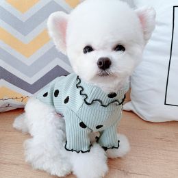Dot turtleneck dog bottoming shirt -Green-3XL