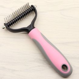 Pet Long-haired knot Comb, Double-sided Blade  : Pink-S