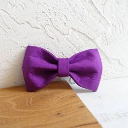 Solid dog collar bow accessories:Purple-S