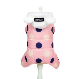 Warm big polka dot four-leg cotton coat -Pink-S
