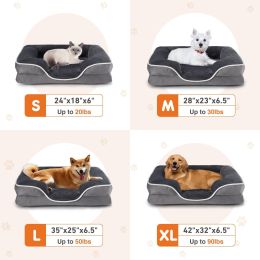 Memory Foam Pet Bed For Dogs With Washable Removable Cover -Grey S