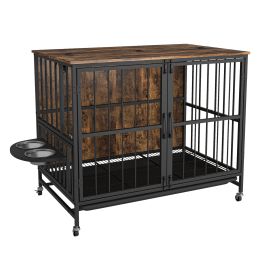 Multifunctional Dog Cage Furniture With Removable Trays-Brown