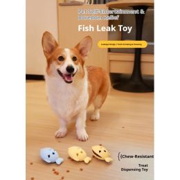 Fish-Shaped Dog Treat Dispenser Toy-Food-Grade Silicone Slow Feeder For Boom Relief, Durable Chew Toy With Treat Leakage Design: Yellow