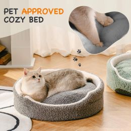 Mewoo Washable Pet Bed For Small Dogs & Cats - 23x23x7 Inch Orthopedic, Plush Round Bed For Puppies & Indoor Kittens, Grey