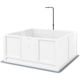 Whelping Box for Puppies with Pee Pad, Pig Rail, Adjustable Door for Small, Medium & Large Breed Dogs Birth, 41" x 39"