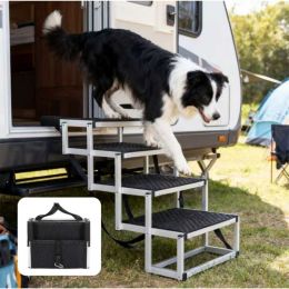 Foldable Dog Ramp For Cars, SUVs, Trucks, Portable Pet Dog Stairs For Large Dogs With Non-Slip Surface, Supports Up To 250lbs