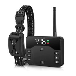 2 In 1 Wireless Electric Dog Fence Waterproof Pet Shock Boundary Containment System Electric Training Collar For Small Medium Large Dogs: Black