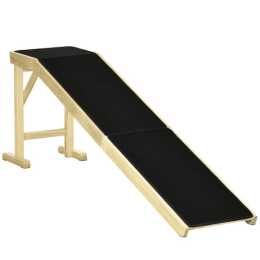 Ramp For Dog Bed, Pet Ramp For Dog With Non-slip Carpet And Top Platform-Natural Color