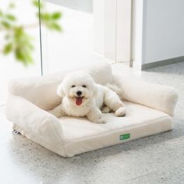 MEWOOFUN Orthopedic Dog Bed For Small/Medium Dogs - 34.6 Inches Egg Foam Sofa With Removable Washable Cover & Non-Slip Bottom: Large Beige