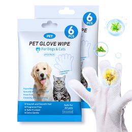 Cleaning Wipes Gloves For Dogs And Cats, Pet Bathing Wipes Cleaning & Deodorizing For Body Daily Care, 6PCS: 2pack