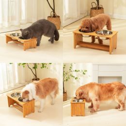 Medium Sized Dog Bowl Rack For Dogs -Wood