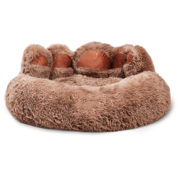 Cute Dog Bear Paw Shape Dog Bed,  For Small And Medium Dogs -Khaki-30inch