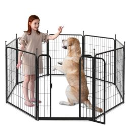 Splicing 8 Pieces Of Iron Pet Fence -Black