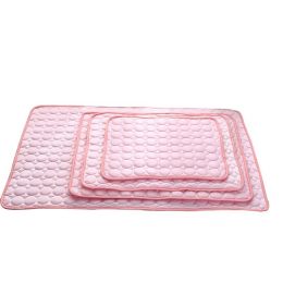 Pet Dog Cat Ice Silk Cold Nest Pad For Cooling In Summer-Pink-150x100cm