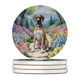 Silky Terrier Spring Path Large Sandstone Coasters( Pack Of 4 ) -Style9