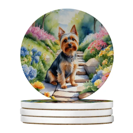 Silky Terrier Spring Path Large Sandstone Coasters( Pack Of 4 ) -Style10