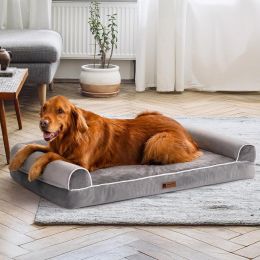 MEWOOFUN Orthopedic Dog Bed For Large Dogs, Removable Washable Cover, Waterproof Pet Couch Bed Grey, Extra Large
