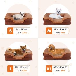 Memory Foam Pet Bed For Dogs With Washable Removable Cover -Brown S