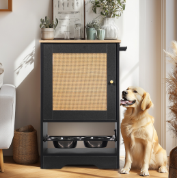 Concealed Pet Feeding Station For Feeding And Drinking: Black