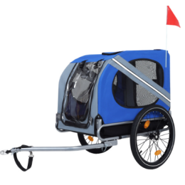 Large Folding Bike Trailer For Dogs, 120LB Capacity All-Terrain Pet Carrier, Durable Steel Frame For Cycling: BlueGrey