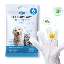 Cleaning Wipes Gloves For Dogs And Cats, Pet Bathing Wipes Cleaning & Deodorizing For Daily Care, 6PCS: 1pack