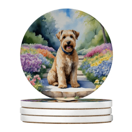 Silky Terrier Spring Path Large Sandstone Coasters( Pack Of 4 ) -Style7