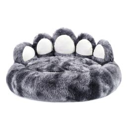 Cute Dog Bear Paw Shape Dog Bed,  For Small And Medium Dogs -Tiedye dark gray-30inch