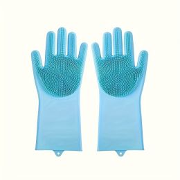 Pet Bath Massage Gloves: Blue