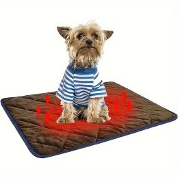 Extra Warm Thermal Pet Pad  Self-Heating ,Washable Dog Crate Pad Heat Dog ,Non-Slip Bottom For Outdoor And Indoor : Brown-XL