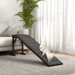PawHut Dog Ramp For Bed With Non-Slip Carpet And Top Platform: Brown