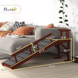 PawHut Wooden Dog Ramp With Removable Guardrails, Non-Slip Surface, Brown