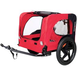 Bicycle Trailer For Pets Outdoor Foldable Dog Trailer With Reflectors-Red